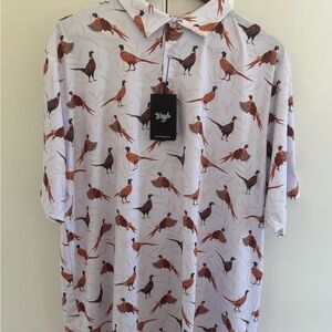 2XL White Waggle shirt with pheasants